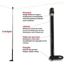 Antena Corta Pipa para Retrovisor 6 Estágios Preto - Jojafer