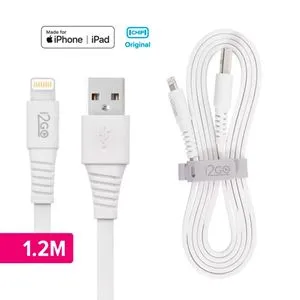 Cabo Iphone/Lightning i2GO Basic 1,2m 2,4A PVC Flexível Flat Branco