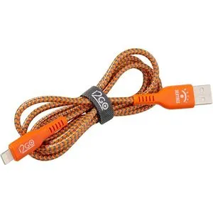 Cabo Iphone/Lightning i2GO by Sertões 1,2m 3A Nylon Trançado Laranja/Cinza - Edição Limitada
