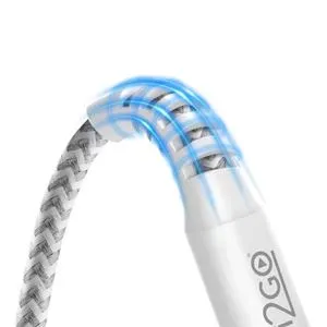 Cabo Iphone/Lightning i2GO Pro 1m 2A Nylon Trançado Branco