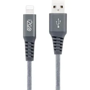 Cabo Iphone/Lightning i2GO Pro 2m 2,4A Nylon Trançado Chumbo