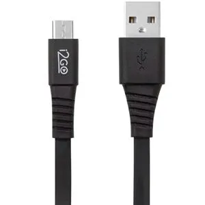 Cabo Micro USB i2GO Basic 1,2m 2,4A PVC Flexível Flat Preto