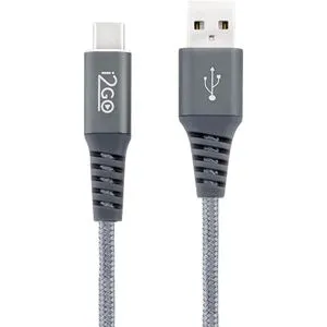 Cabo USB-C i2GO Pro 2m 3A Nylon Trançado Chumbo