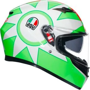 Capacete AGV K3 Mugello 2018 Branco/Verde - Valentino Rossi (Com Viseira Solar)