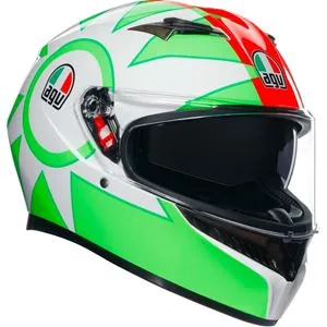 Capacete AGV K3 Mugello 2018 Branco/Verde - Valentino Rossi (Com Viseira Solar)