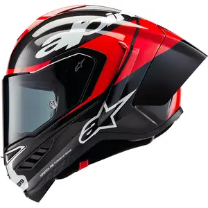 Capacete Alpinestars Supertech R10 Element Preto/Branco/Vermelho (Fibra de Carbono)