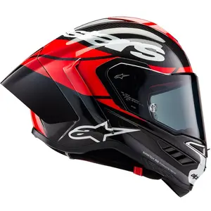 Capacete Alpinestars Supertech R10 Element Preto/Branco/Vermelho (Fibra de Carbono)