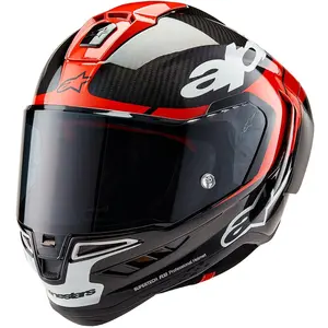 Capacete Alpinestars Supertech R10 Element Preto/Branco/Vermelho (Fibra de Carbono)