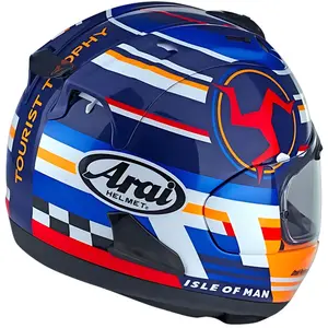 Capacete Arai RX-7V Evo Isle Of Man 2024 - Azul/Laranja/Vermelho