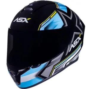 Capacete ASX Draken Pilot - Preto/Azul/Amarelo