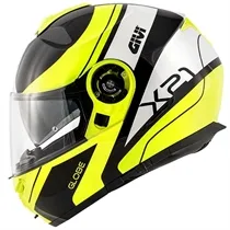 Capacete Givi X21 Globe Preto/Amarelo Fluor/Prata (Articulado)