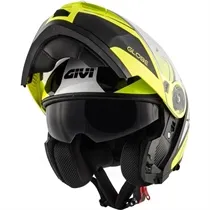 Capacete Givi X21 Globe Preto/Amarelo Fluor/Prata (Articulado)