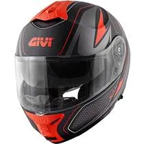 Capacete Givi X21 Shiver - Titânio/Vermelho Fosco (Articulado)
