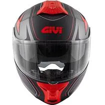 Capacete Givi X21 Shiver - Titânio/Vermelho Fosco (Articulado)