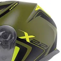 Capacete Givi X22 Planet Hyper - Preto/Verde Militar/Amarelo Fosco (Aberto)
