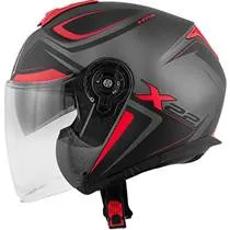 Capacete Givi X22 Planet Hyper - Titânio/Preto/Vermelho Fluor Fosco (Aberto)