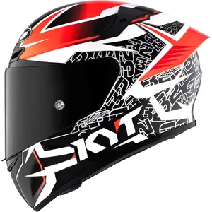 Capacete KYT TT Course Vinales Balance - Vermelho/Cinza Chumbo