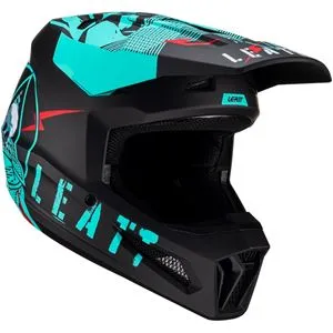 Capacete Leatt Moto 2.5 - Preto/Azul Acqua