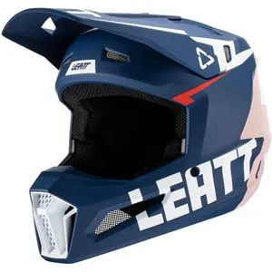 Capacete Leatt Moto 3.5 com Óculos - Azul Royal/Branco