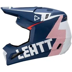 Capacete Leatt Moto 3.5 com Óculos - Azul Royal/Branco