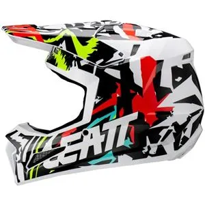 Capacete Leatt Moto 3.5 com Óculos - Branco/Preto/Vermelho