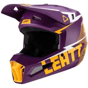 Capacete Leatt Moto 3.5 com Óculos - Roxo/Amarelo