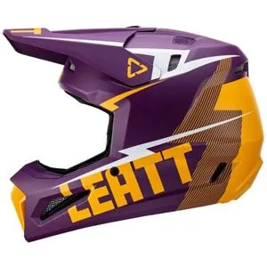 Capacete Leatt Moto 3.5 com Óculos - Roxo/Amarelo