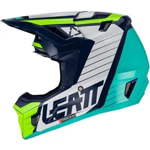 Capacete Leatt Moto 7.5 com Óculos - Azul/Branco/Verde