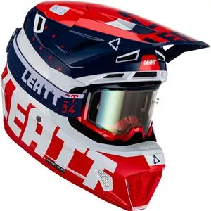 Capacete Leatt Moto 7.5 com Óculos - Azul Royal/Vermelho/Branco