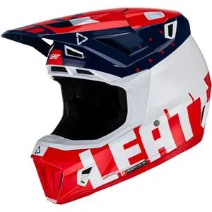 Capacete Leatt Moto 7.5 com Óculos - Azul Royal/Vermelho/Branco