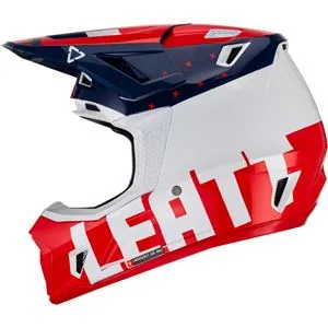 Capacete Leatt Moto 7.5 com Óculos - Azul Royal/Vermelho/Branco