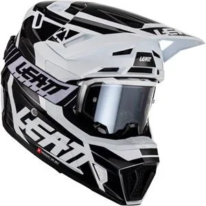 Capacete Leatt Moto 7.5 com Óculos - Branco/Preto