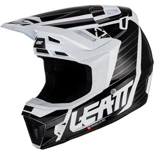 Capacete Leatt Moto 7.5 com Óculos - Branco/Preto