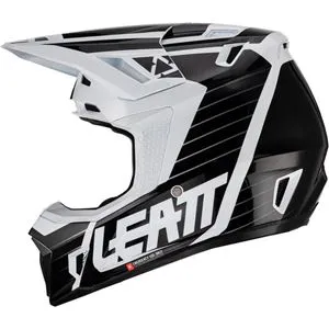 Capacete Leatt Moto 7.5 com Óculos - Branco/Preto