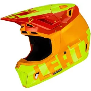 Capacete Leatt Moto 7.5 com Óculos - Verde/Laranja Citrus