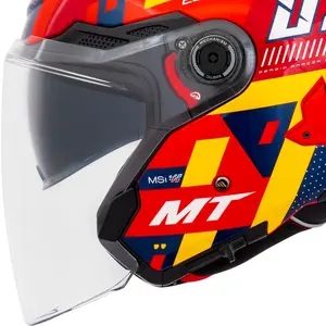 Capacete MT Cosmo SV Sergio Garcia 2024 E5 - Vermelho/Amarelo/Azul (Aberto)