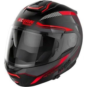 Capacete Nolan N100-6 Surveyor - Vermelho/Branco/Cinza (Articulado)