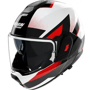 Capacete Nolan N120-1 Ciclone - Branco/Vermelho (Articulado)