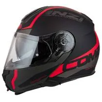Capacete NZI Combi 2 Shock - Preto/Vermelho Fosco (Articulado)