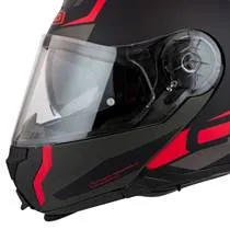 Capacete NZI Combi 2 Shock - Preto/Vermelho Fosco (Articulado)