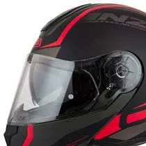 Capacete NZI Combi 2 Shock - Preto/Vermelho Fosco (Articulado)