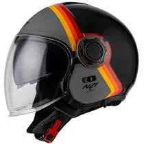 Capacete NZI Ringway Skyline - Preto/Cinza/Laranja (Aberto)