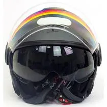 Capacete NZI Ringway Skyline - Preto/Cinza/Laranja (Aberto)