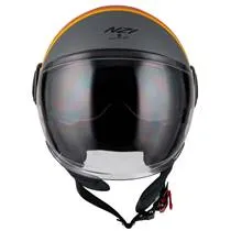 Capacete NZI Ringway Skyline - Preto/Cinza/Laranja (Aberto)