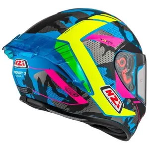 Capacete NZI Trendy 3 Stream Camu - Azul/Amarelo Neon/Rosa