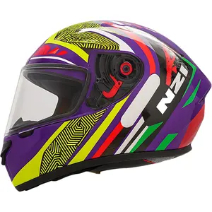 Capacete NZI Trendy 3 Stream Connected - Violeta/Vermelho/Amarelo Neon
