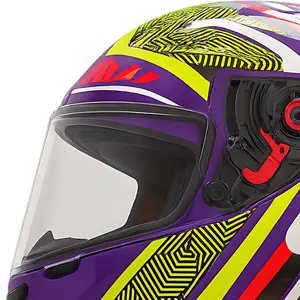 Capacete NZI Trendy 3 Stream Connected - Violeta/Vermelho/Amarelo Neon