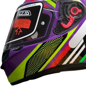Capacete NZI Trendy 3 Stream Connected - Violeta/Vermelho/Amarelo Neon