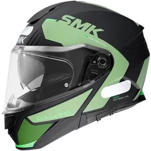 Capacete SMK Gullwing Kresto - Preto/Verde (Articulado)