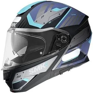 Capacete SMK Gullwing Tekker - Preto/Cinza/Azul (Articulado)